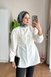 Lace Poplin Gömlek  Ekru