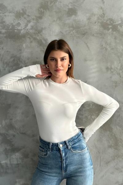 Parmak Geçmeli Body Ekru