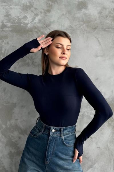 Parmak Geçmeli Body Lacivert